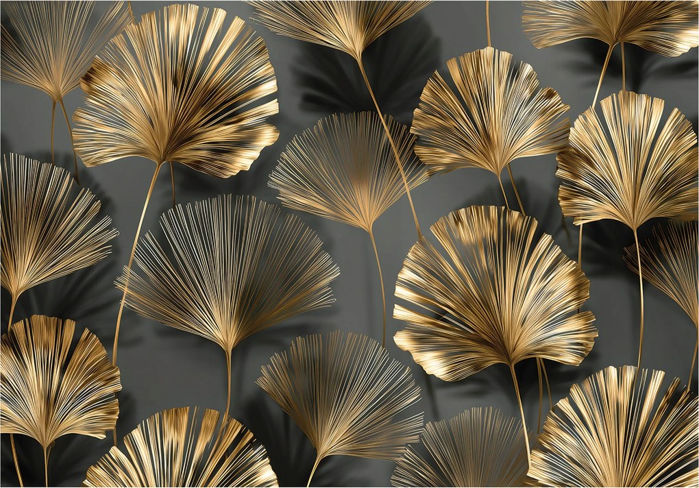 Fotótapéta Levelek Absztrakt Arany Hálószoba Nappali Tapéta Flizelina 250x175