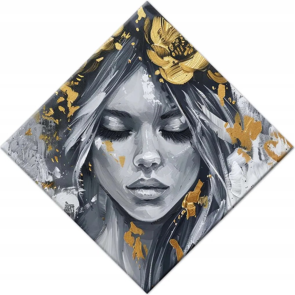 Vászonkép 56x56 Nő Absztrakt Arany Virág