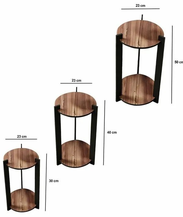 Virágállvány Flower Desk Round - Walnut