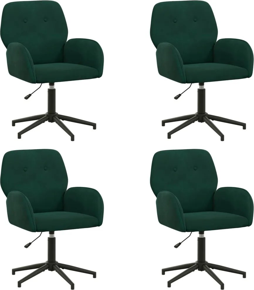 vidaXL Forgós Íróasztali Székek 4 db 54 x 55 x 90 cm Sötétzöld Bársony