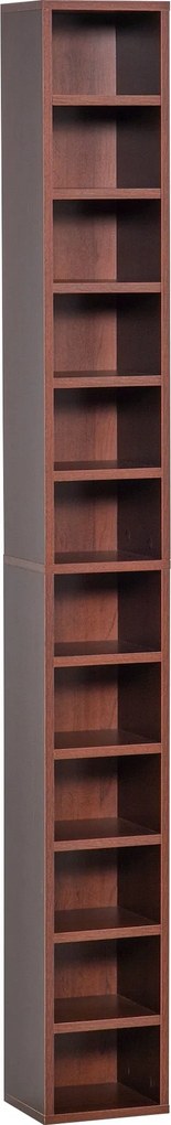 HOMCOM CD és DVD tároló, oszlopos tárolószekrény, 12 rekeszes tárolóegység, maximum kapacitás 204 CD-hez, 21 x 20 x 175 cm, barna | Aosom