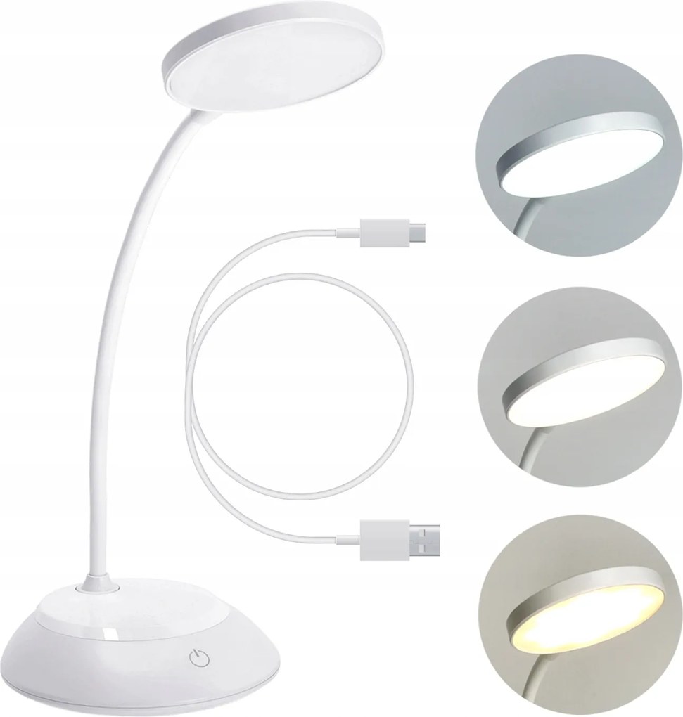 Asztali lámpa 5W Led Fehér Hordozható Usb Állítható Szín Vezeték nélküli