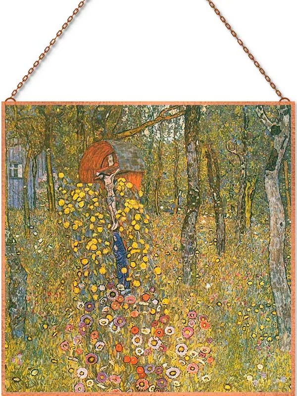Gustav Klimt - Falusi kert feszülettel üvegkép, falikép