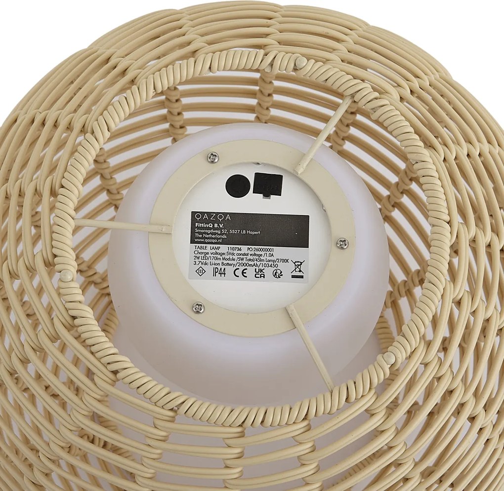 Kültéri asztali lámpa bézs 30 cm LED-del, USB-C-vel tölthető IP44 - Oli