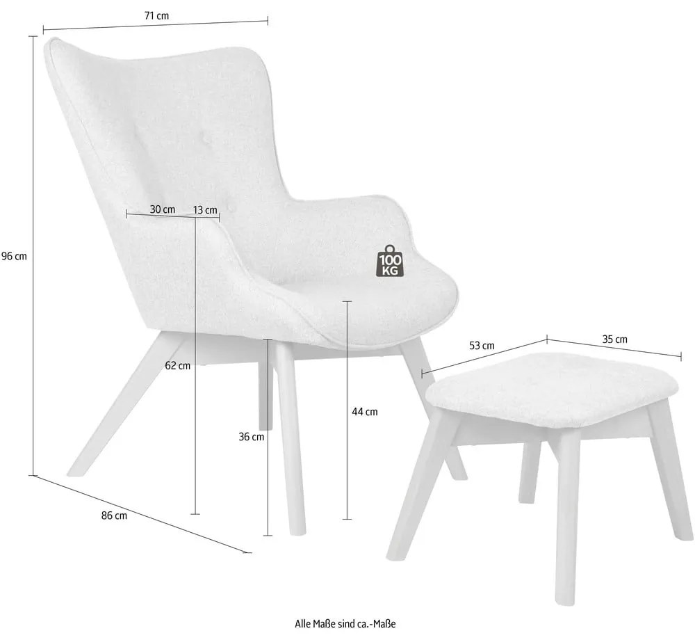 Világos rózsaszín fotel lábtartóval Niko – Ropez