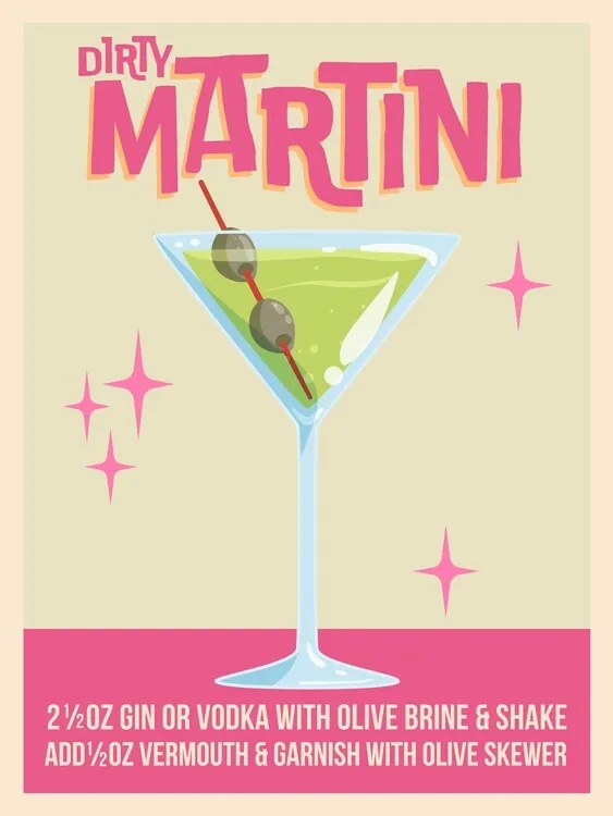 Illusztráció Dirty Martini Cocktail, WallChart Art Studio