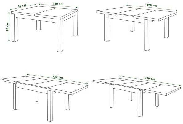 Bővíthető RALF Sonoma tölgy étkezőasztal 12 főre