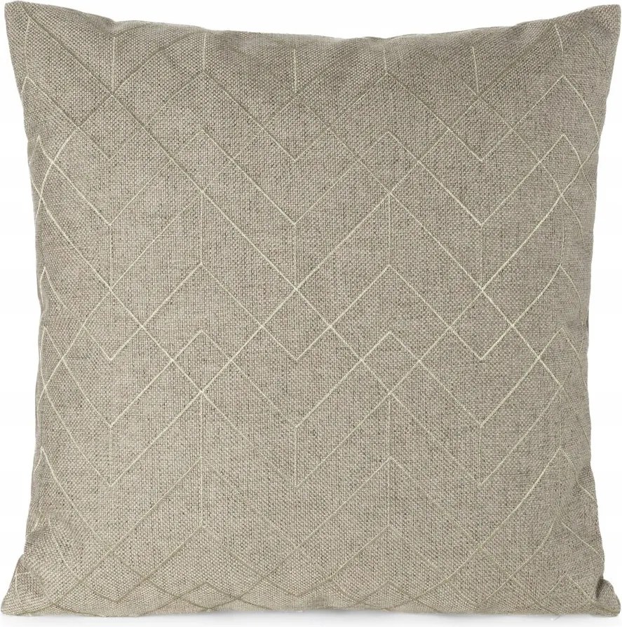 Dekoratív párnahuzat Mila 45x45 bézs a'la len arany geometrikus hímzés