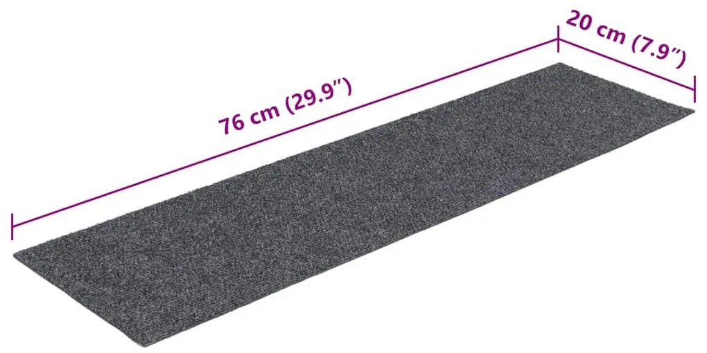 vidaXL 30 db világosszürke lépcsőszőnyeg öntapadós téglalap alakú