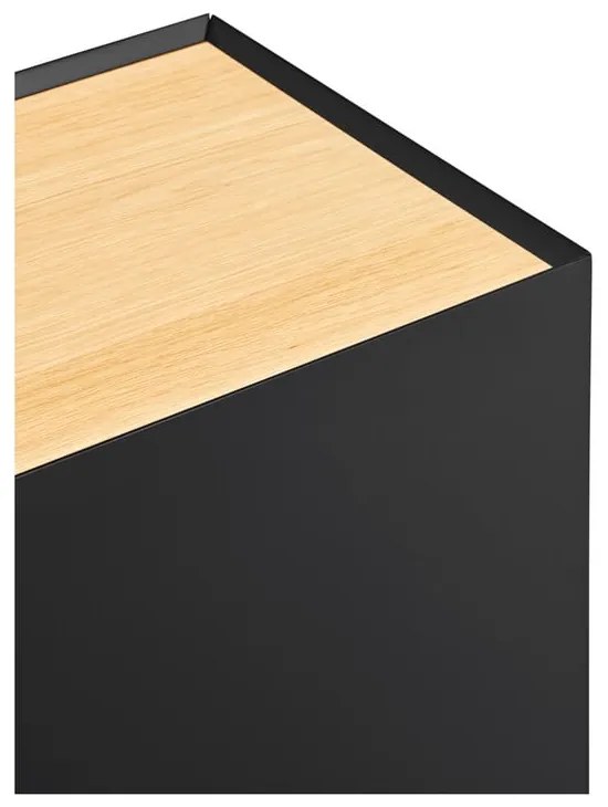 Fekete-natúr színű alacsony komód tölgyfa dekorral 110x85 cm Arista – Teulat