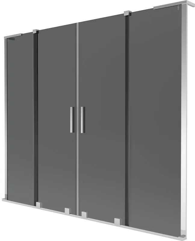 Mexen Velar L Duo, 2 szárnyas eltolható kádparaván 180 x 150 cm, 8mm szürke üveg, króm, 896-180-003-42-01