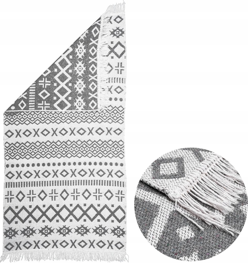 Kilim Boho szőnyeg Szürke modern rojtos 80x150cm