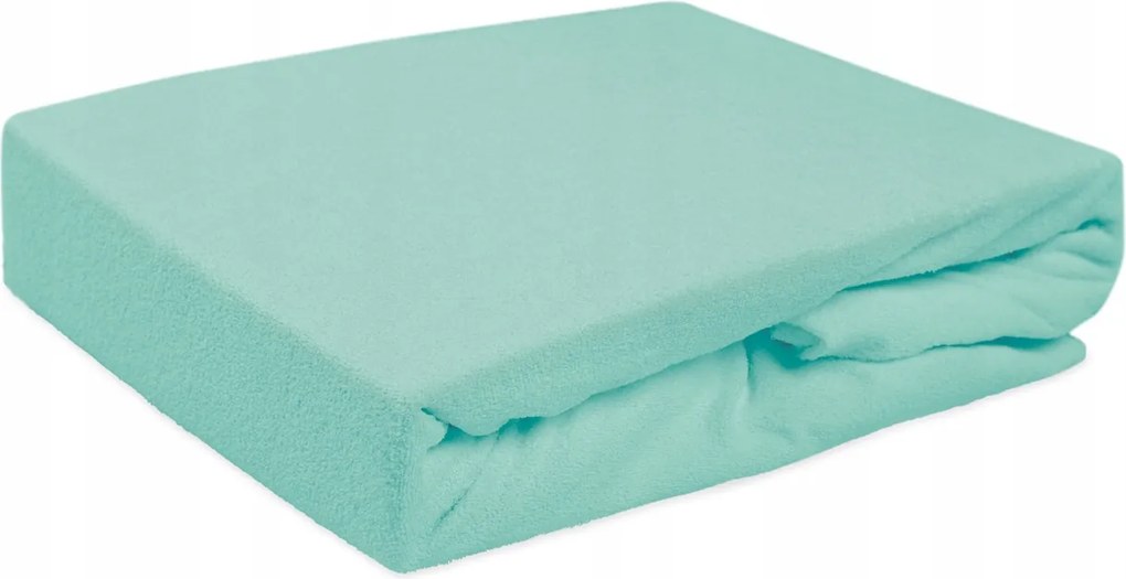 Gumis frottír lepedő világos türkiz 140x200