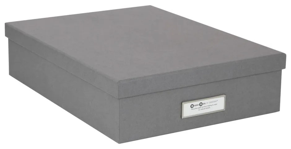 Oskar szürke irattartó doboz címkével, A4 - Bigso Box of Sweden