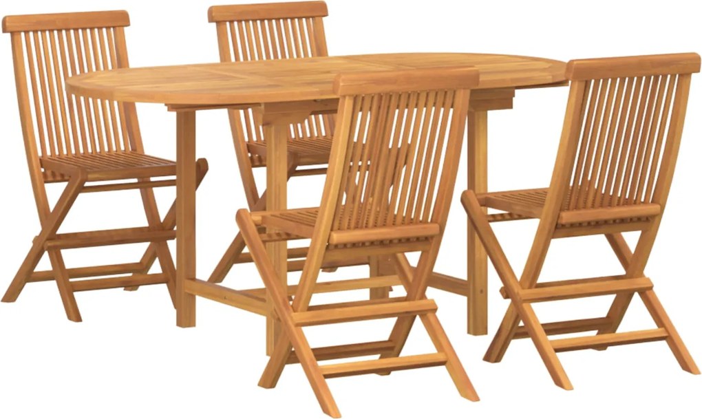 vidaXL Kert étkező szett 5 pcs Barna Tömör Teakfa
