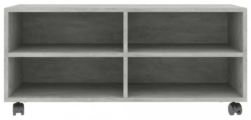 betonszürke szerelt fa TV-szekrény görgőkkel 90 x 35 x 35 cm