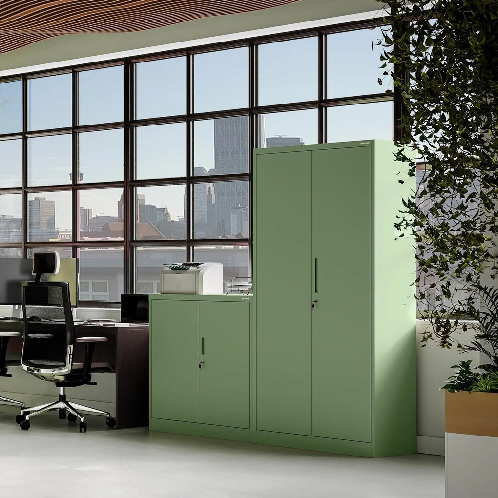 Irodai szekrény, 900 x 1850 x 400 mm, Fresh Style: pasztellzöld