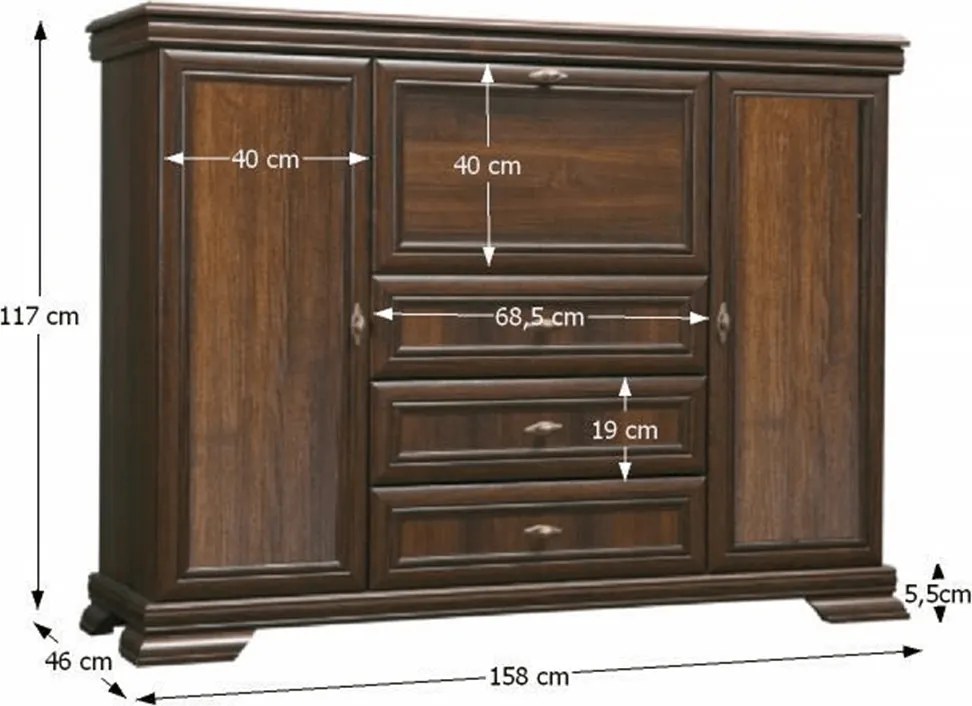 komód bárszekrénnyel, samoa king, KORA KK6P