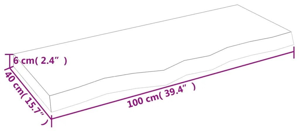 kezeletlen tömör tölgyfa fali polc 100x40x(2-6) cm