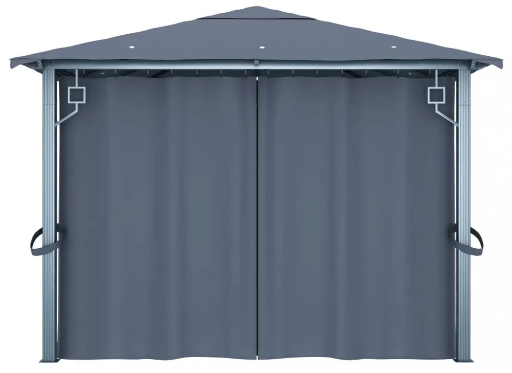 antracitszürke alumíniumpavilon függönnyel 400 x 300 cm