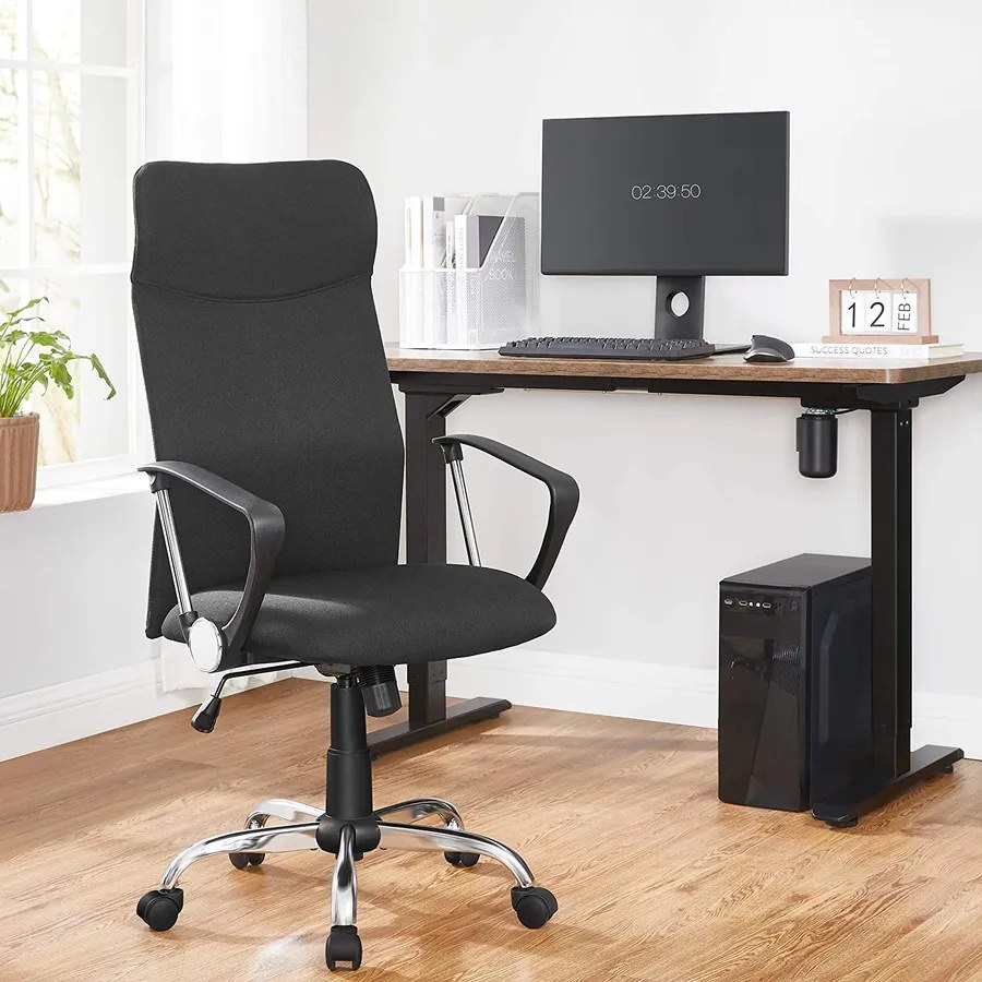 Ergonomikus irodai szék párnázott ülőfelülettel, állítható magassággal és hintafunkcióval, 120 kg teherbírással, fekete