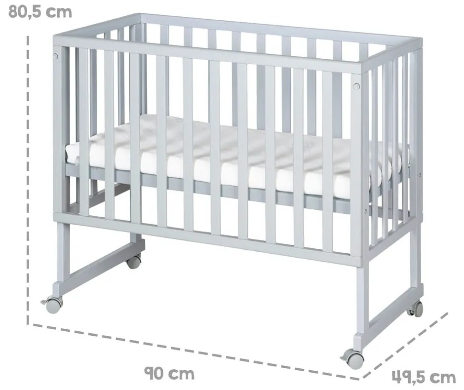 Szürke babaágy 90x45 cm – Roba