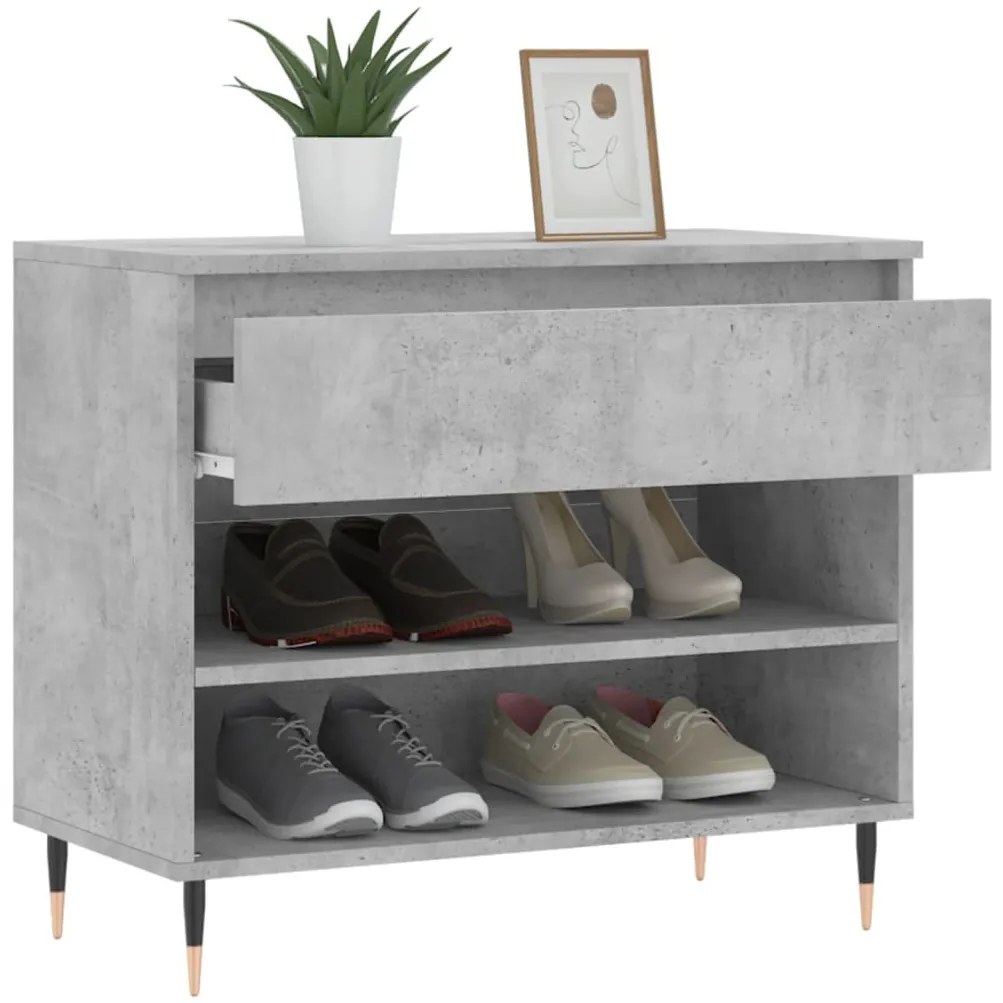 betonszürke szerelt fa cipőszekrény 70x36x60 cm