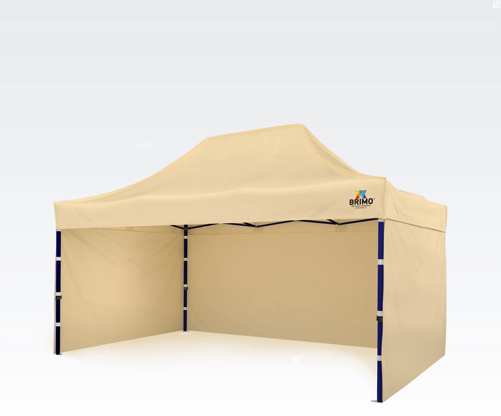 Piaci pavilon 3x4,5 m, 3 fallal | Gyors felállítás, 12,5 m² - plusz 3 oldalfal - Bézs