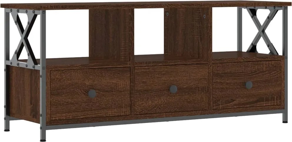vidaXL barna tölgyszínű szerelt fa és vas TV-szekrény 102x33x45 cm