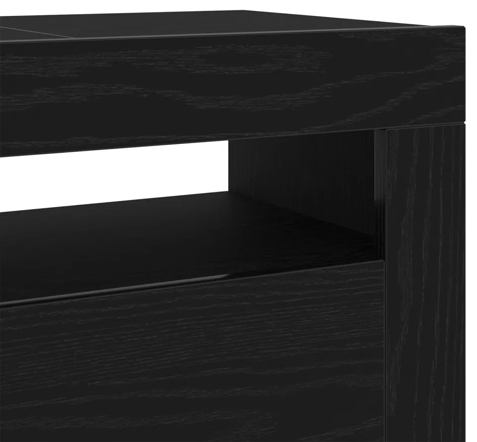 TV Szekrény LED világítással Fekete Tölgy 120x35x40 cm Szerelt Fa