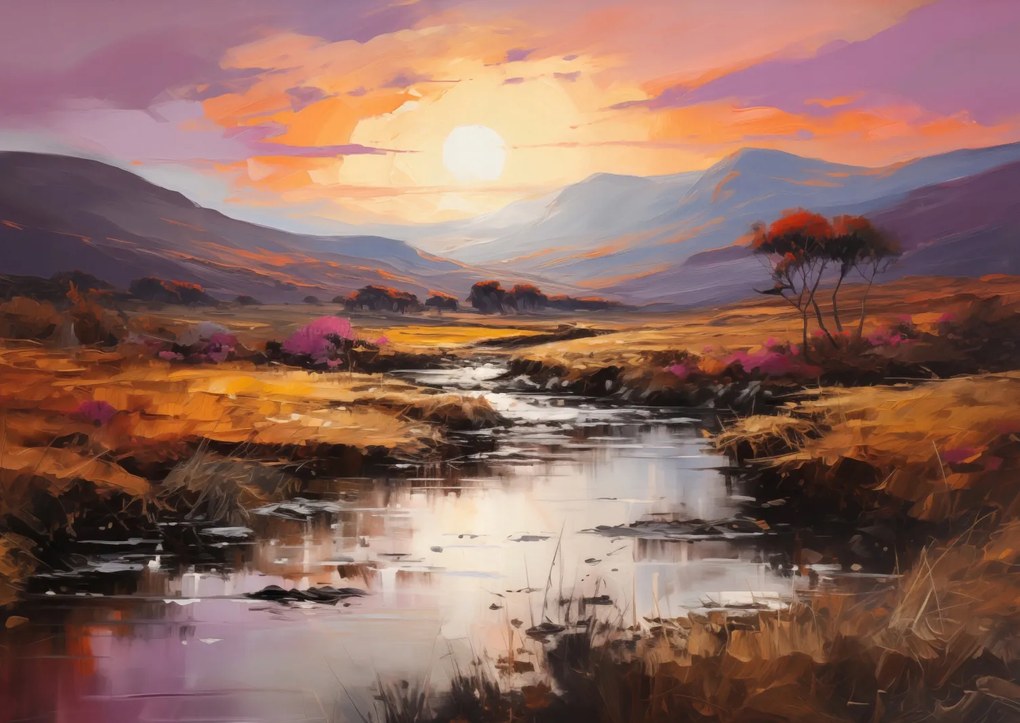 Poszter 84x59,5cm Naplemente a vad folyó felett