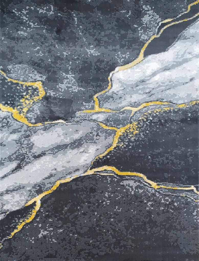 Szőnyeg 160x230 Szürke Sárga Márvány Szőtt Loft