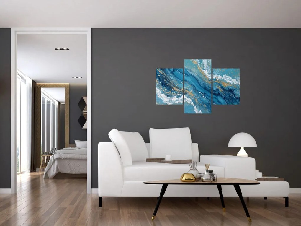 Kép - Világoskék márvány arannyal II. (90x60 cm)