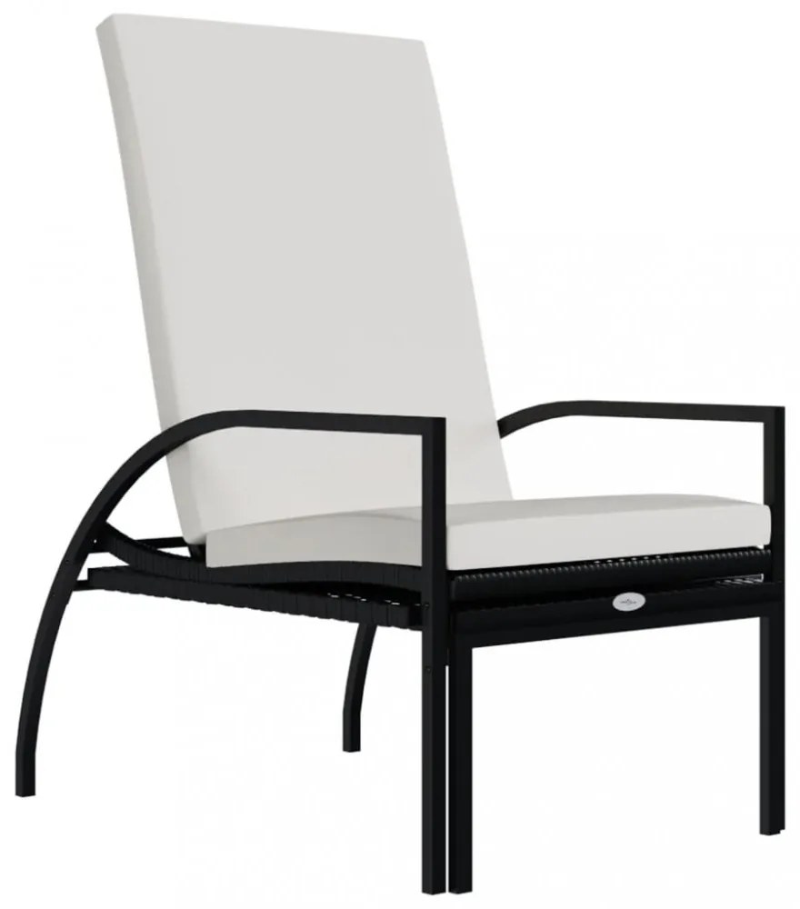 2 db fekete polyrattan napozóágy lábtartóval