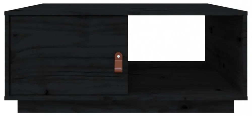 fekete tömör fenyőfa dohányzóasztal 80 x 50 x 35,5 cm