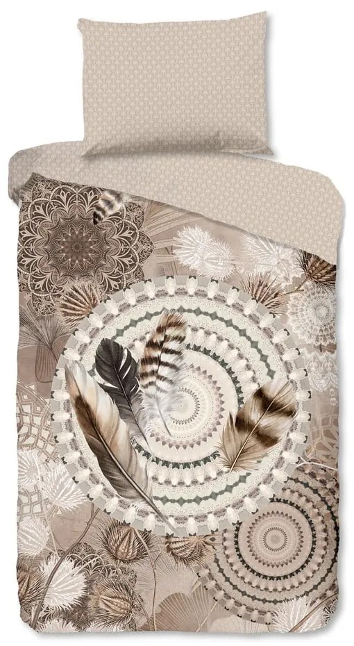 Barna egyszemélyes flanel ágyneműhuzat 140x200 cm Ringhda – HIP