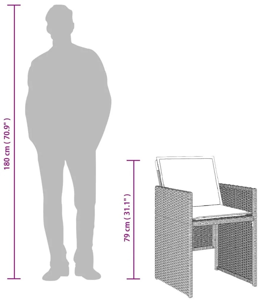 vidaXL 13 részes szürke polyrattan kerti étkezőgarnitúra párnákkal