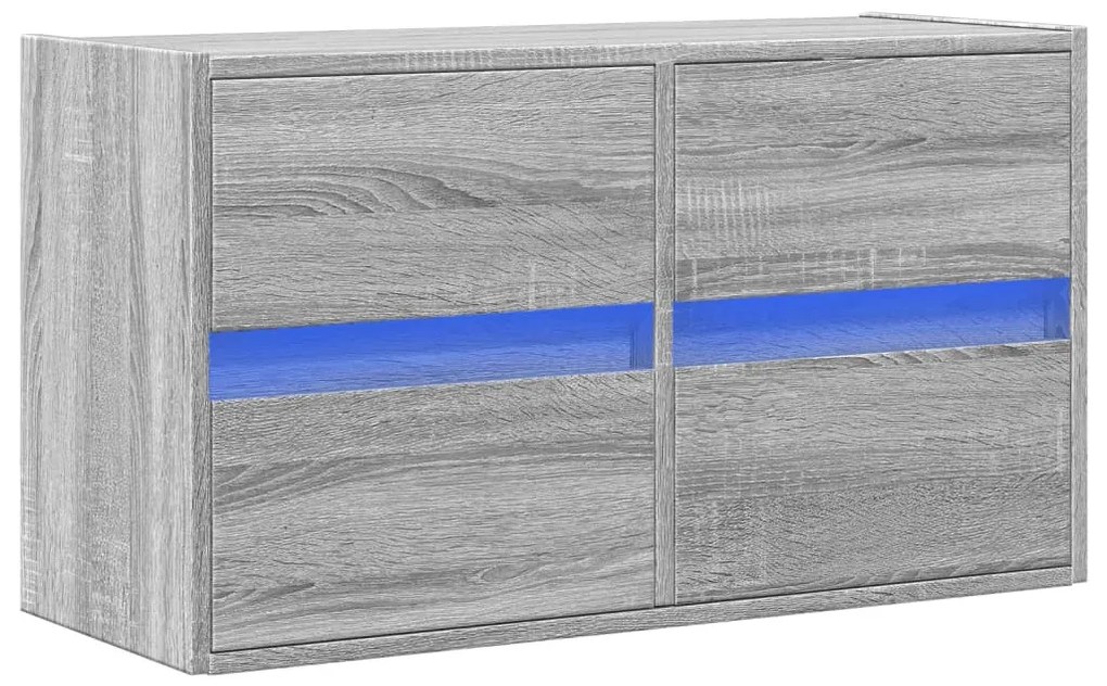 szürke sonoma színű fali TV-szekrény LED-del 80 x 31 x 45 cm