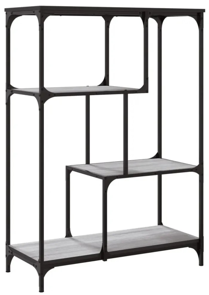 szürke sonoma szerelt fa és acél könyvespolc 81x36x115 cm