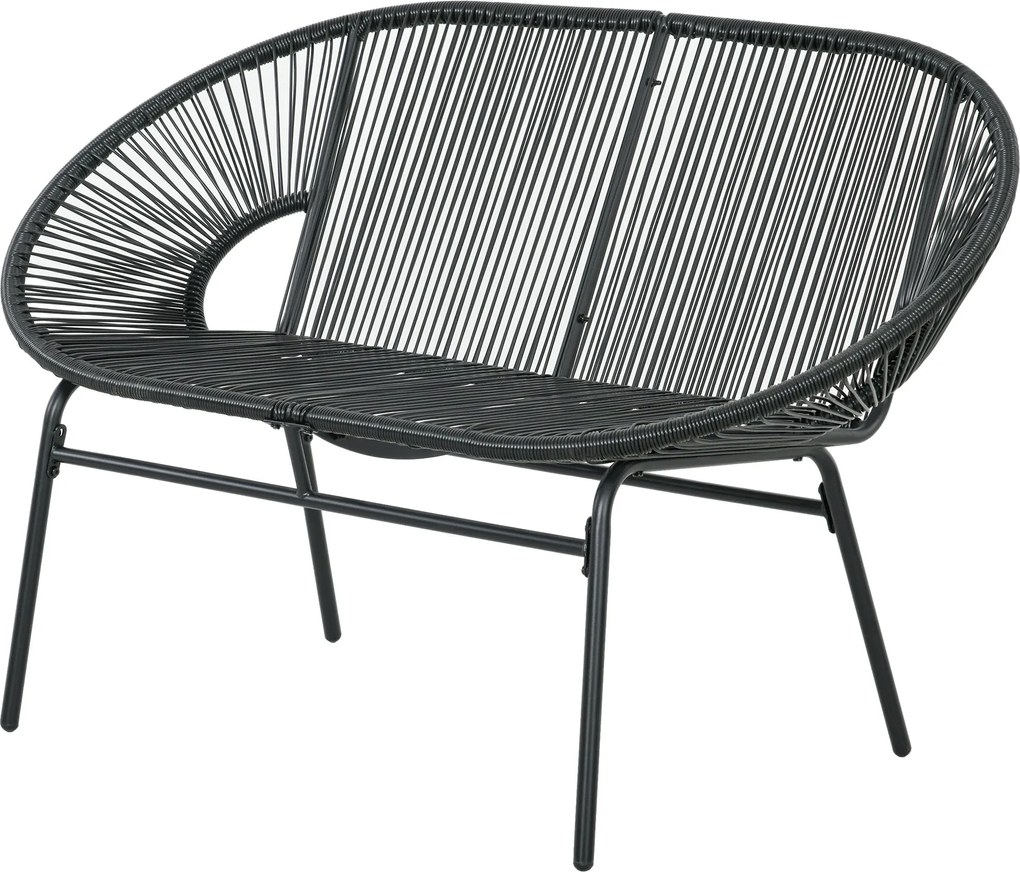Outsunny Rattan Karosszék, Polirattanból készült Kültéri Szék, 260 kg teherbírású Időjárásálló Kerti Szék, Kerti Székek Kertre, Erkélyre, Teraszra, Fe