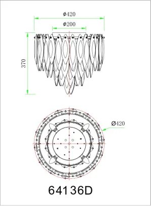 Globo 64136D Mennyezeti lámpa, arany színű fém, füstszínű, pezsgőszínű és átlátszó K9 kristályokkal, ø: 420 mm, M: 370 mm, 5xE14 40W 230V izzók nélkül