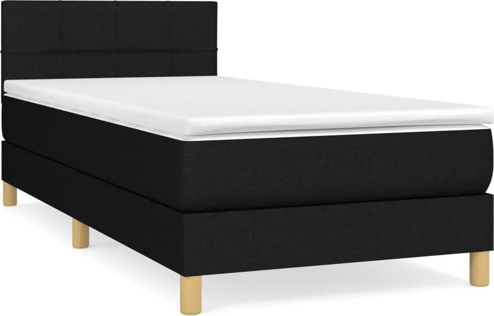 vidaXL fekete szövet rugós ágy matraccal 80 x 200 cm