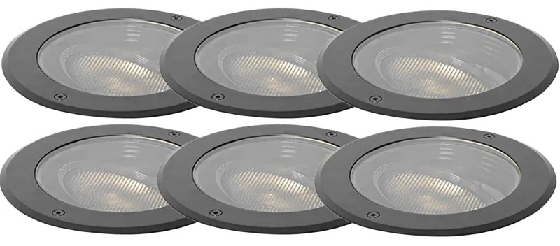 6 darabos szabályozható kültéri talajspot szett fekete IP65 LED-del - Delux Honey