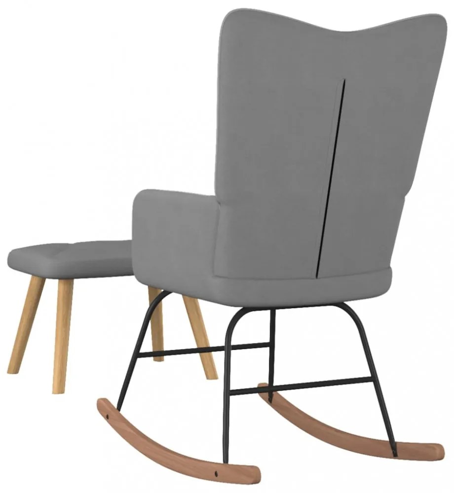 vidaXL sötétszürke szövet hintaszék lábtartóval