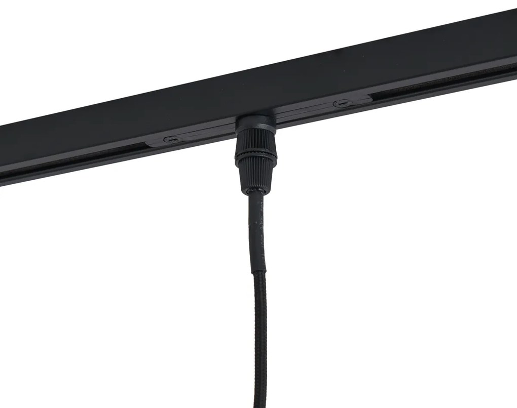 Modern fekete sínrendszer 6 függőlámpával, arany színben, borostyán üveggel, 1 fázisú - Slimline Loyce