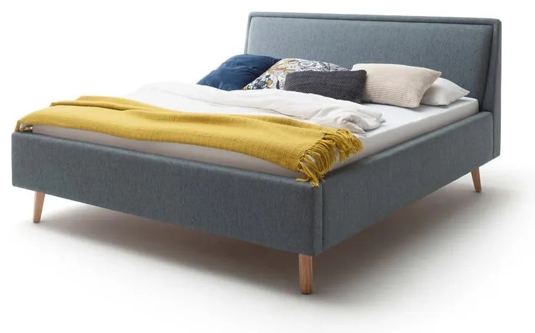 Zöld-kék kárpitozott franciaágy ágyrács nélkül 160x200 cm Frieda – Meise Möbel