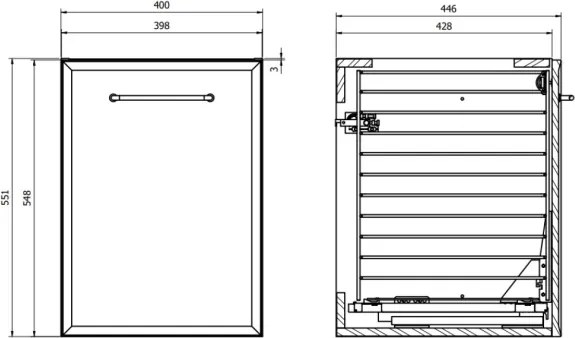 Cersanit S1022-010 - MILLE 40x45 cm falra szerelhető fürdőszobai szekrény szennyeskosárral, menta