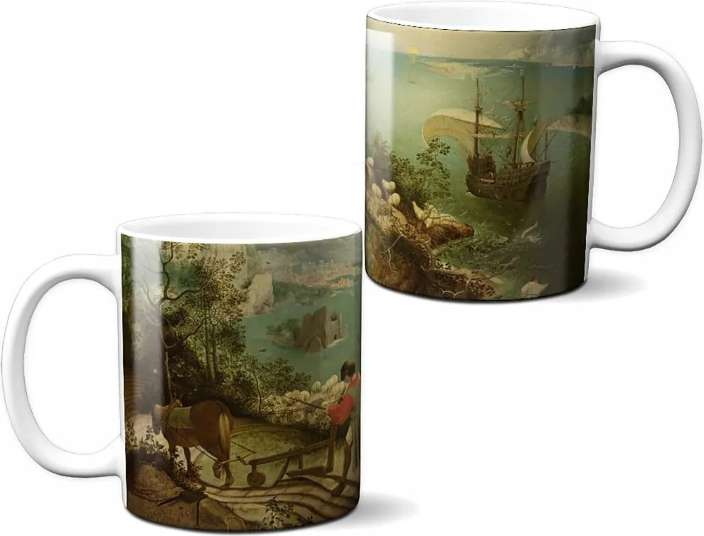 Bögre Tájkép bukással Ikarus Pieter Bruegel idősebb