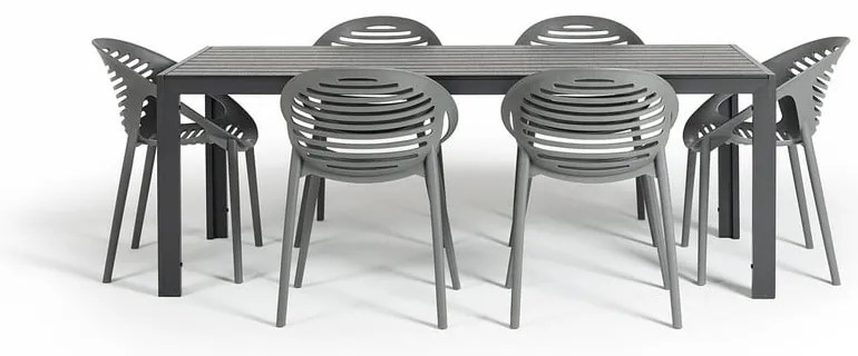Joanna szürke 6 személyes kerti étkezőszett székekkel és Viking asztallal, 90 x 205 cm - Bonami Selection