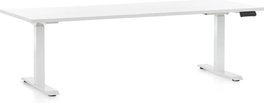 Állítható magasságú asztal OfficeTech C, 200 x 80 cm, fehér alap, fehér